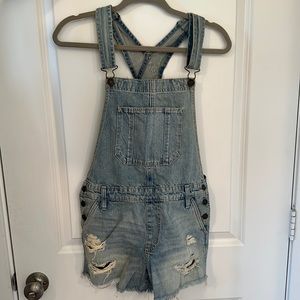 Abercrombie denim distressed overalls size S